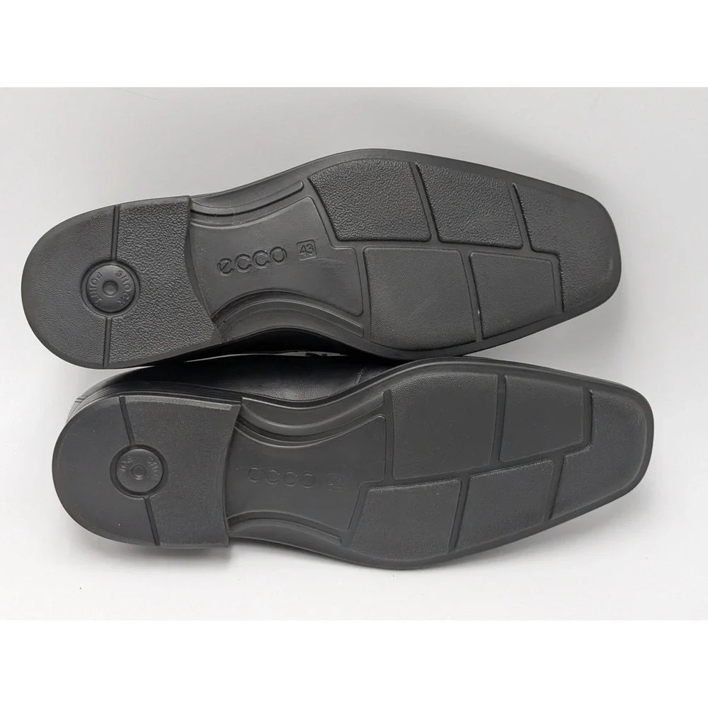 ECCO Loafers Mens 9 Black Leather Slip On Square Toe Dress Shoes 632644-01001